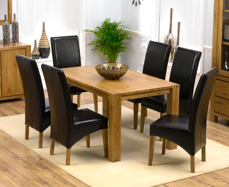 tempo Solid Oak Dining Table 150cm and 6