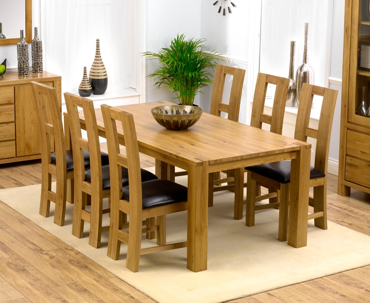 tempo Solid Oak Dining Table 195cm and 6 Girona