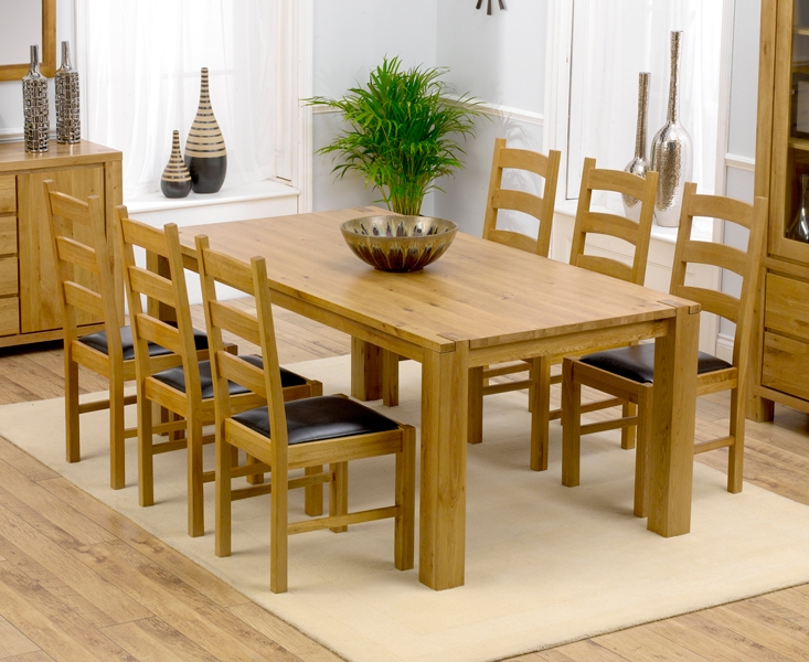 tempo Solid Oak Dining Table 195cm and 6 Lavena