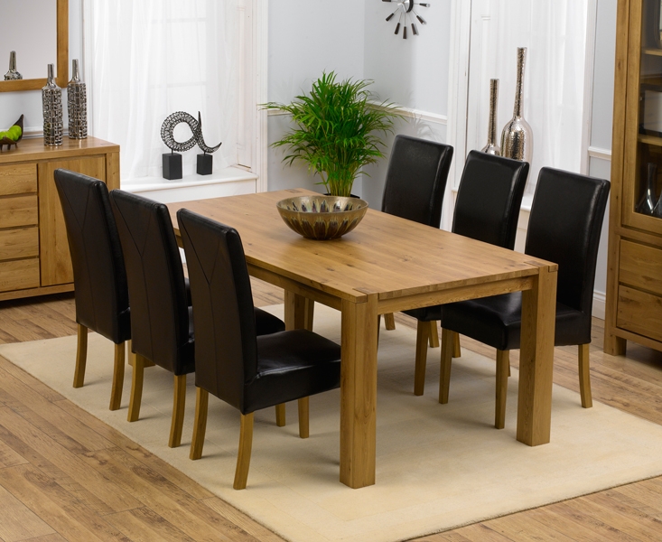 tempo Solid Oak Dining Table 195cm and 6 Monaco