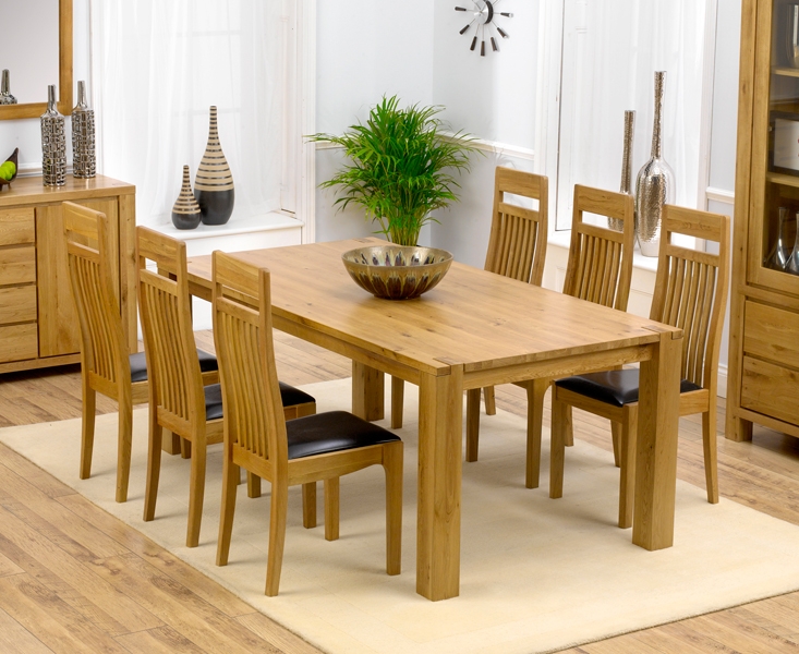 tempo Solid Oak Dining Table 195cm and 6 Napoli