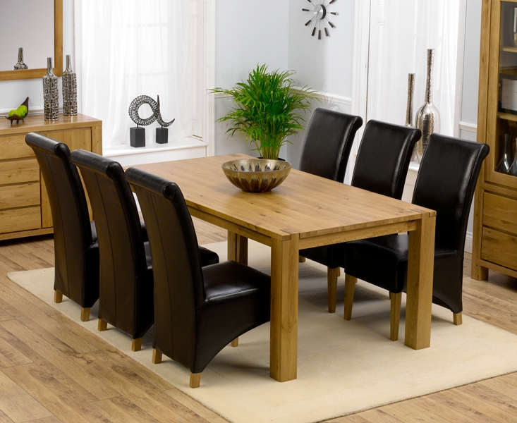 tempo Solid Oak Dining Table 195cm and 6 Palermo