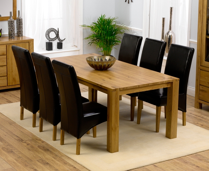 tempo Solid Oak Dining Table 195cm and 6