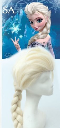 New Disney Princess Frozen Snow Queen Elsa Beige Light Blonde Ponytail Cosplay Wigs