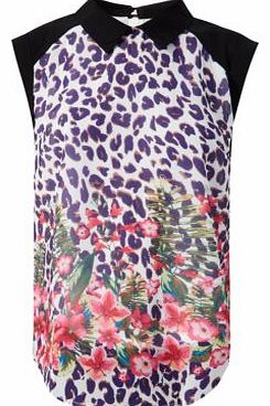 Tenki White Animal and Floral Print Blouse 3235566