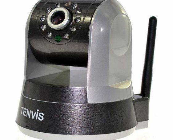 Tenvis iProbot3 HD 720P(1280x720) H264 Wireless Wifi IP Network CCTV Camera IR Cut 5x ZOOM Pan/Tilt PTZ, Day/Night Vision, Motion Detection/Alarm, iPhone amp; Android Mobile View (Gray)