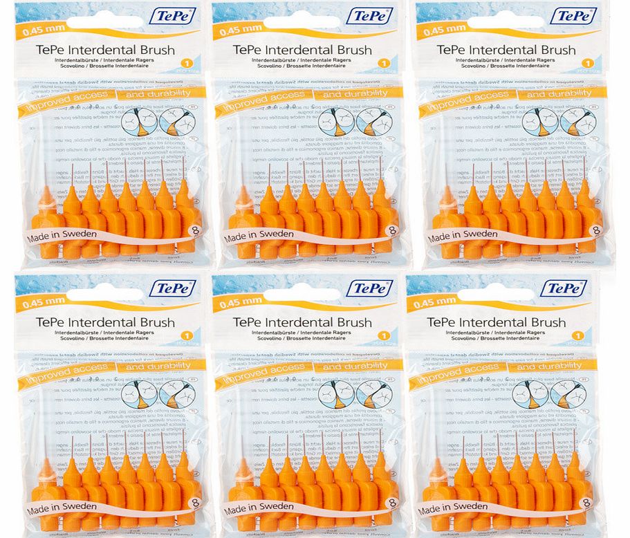 Tepe Intedental Brushes 6 Pack 8 brushes Orange