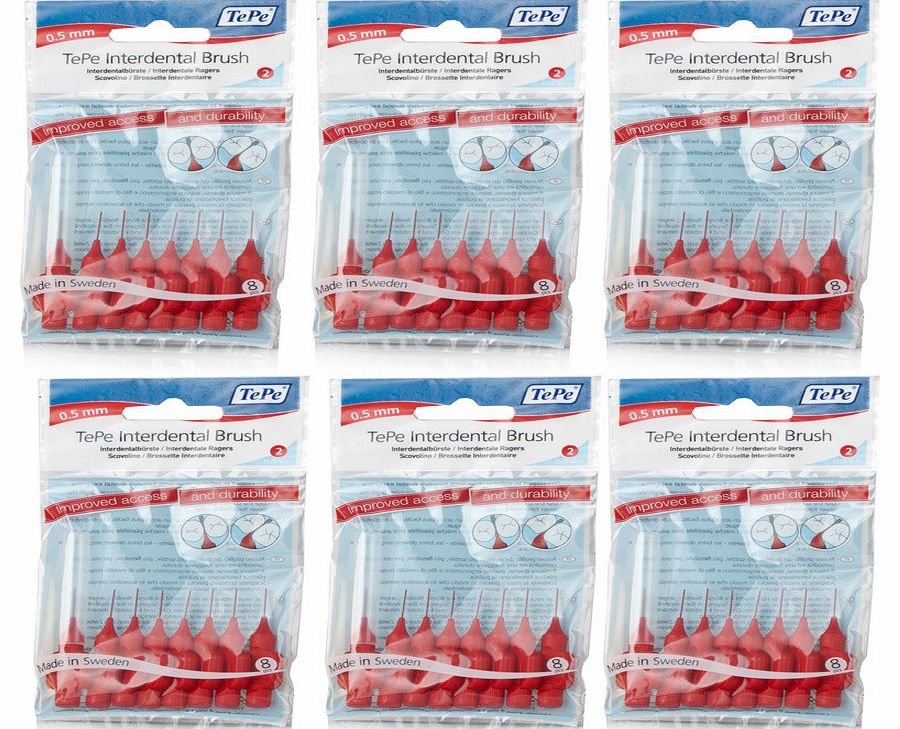 Tepe Intedental Brushes 6 Pack 8 Brushes Red