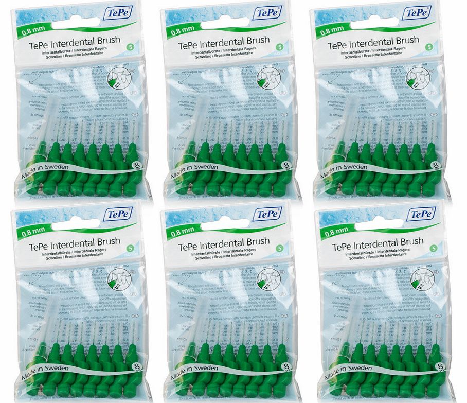 Tepe Interdental Brushes Green 6 Pack of 8 Brushes
