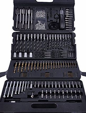 Terratek 204pcs Combination HSS drill bits, Screwdriver bits, Wood 