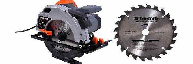 Terratek Electric Power DIY 1200W 185mm Circular Saw comes with Laser amp; 2 24T Blade Set