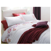 Tesco Anise White Embroidered Duvet Set, Double