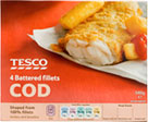 Tesco Battered Cod Fillets (4 per pack - 500g)