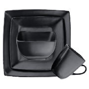 Tesco black square dinner set 12 pieces