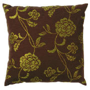 Bold Floral Cushion, Lime & Chocolate,