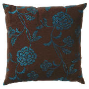 Bold Floral Cushion, Teal & Chocolate,