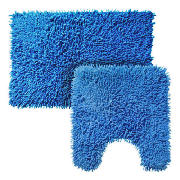Chenille Bathmat & Pedestal Mat, New Blue