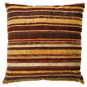 Tesco Chenille Stripe Cushion Gold/Red