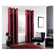 Chenille Stripe Lined Eyelet Curtains Red