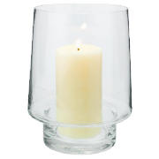 Clear Glass Hurricane Lamp With Silver