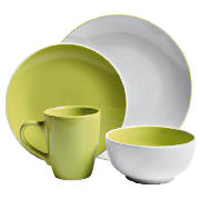 Tesco Coupe Two Tone Dinner set 12 piece Lime