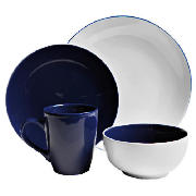 Tesco Coupe Two Tone Dinner set 16 piece Blue