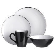 Tesco Coupe Two Tone Dinner Set 16pce Black