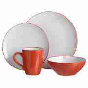 Tesco Coupe Two Tone Dinner Set 16pce Red