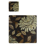 Cream flower 6pk placemat and coaster