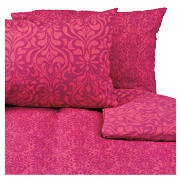 tesco Damask King Duvet Set, Fuschia