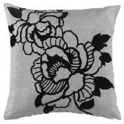 Tesco Designer Rose Print Cushion, Charcoal