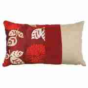 Embroidered Oblong Floral Cushion Red