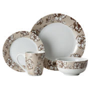 Tesco Etched Floral Dinner set 16 piece