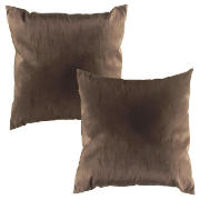 tesco Faux Silk Cushion, Chocolate, Twinpack