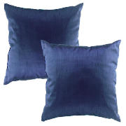 Faux Silk Cushion, Midnight Blue, Twinpack