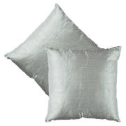 tesco Faux Silk Cushion, Silver, Twinpack