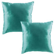 Faux Silk Cushion, Teal, Twinpack