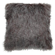 feather faux fur cushion 43x43cm grey