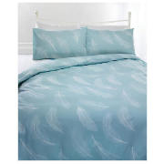Tesco Feather Print Duvet Set Double, Eau De Nil