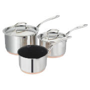 tesco Finest Copper Base 3 Piece Pan Set