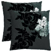 tesco Flock Floral Metallic Cushion , Edith,