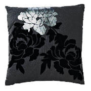 Tesco Flock Floral Metallic Cushion , Edith