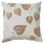 Tesco Flock Leaf Cushion, Natural, Lola
