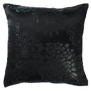 Tesco Floral Metallic Jacquard Cushion, Black,