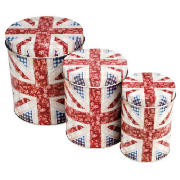 Tesco floral Union Jack canister set, 3 pack
