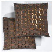 tesco Geometric Circle Print Cushion, Cinnamon,