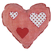 tesco Kids Embroidered Heart Gingham Cushion,