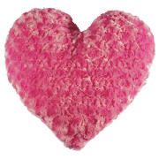 Tesco Kids Pink Rose Fur Heart Cushion