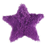 Kids Purple Faux Fur Star Cushion