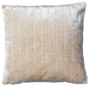 Large Ribbed Faux Fur Cushion , Ivory